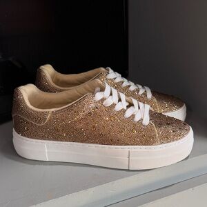 NWOT Betsey Johnson Gold Sparkle Sneakers